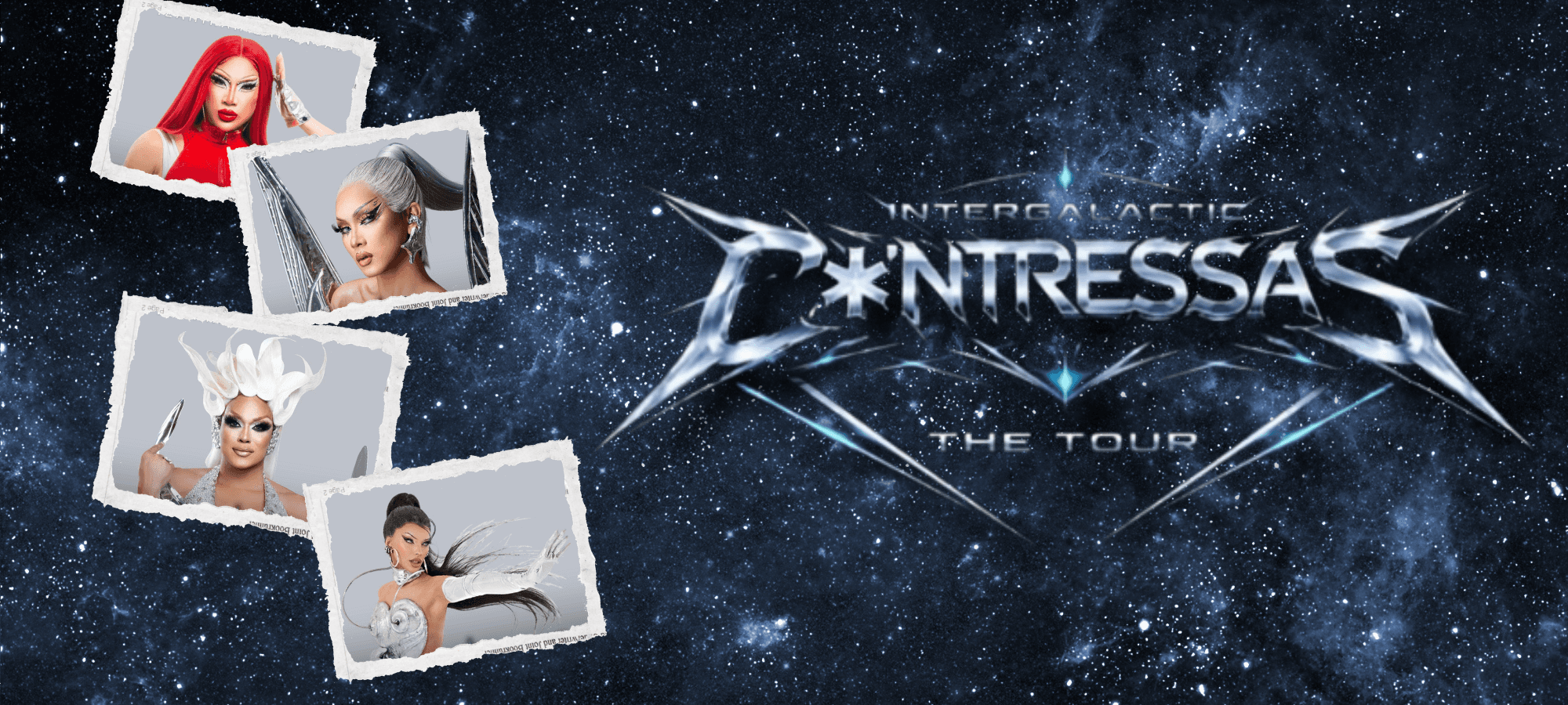Intergalactic Cuntressas tour artwork with Gawdland, Mariah Balenciaga, Sminty Drop and Zahirah Zapanta